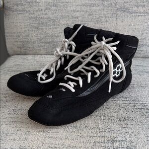 Black Wrestling Shoes with White Laces